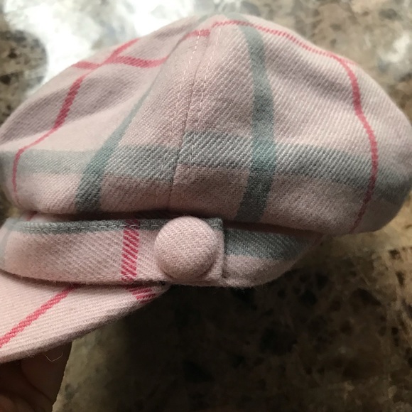 D&Y Cap pink plaid with 3 button detail. - Picture 2 of 5